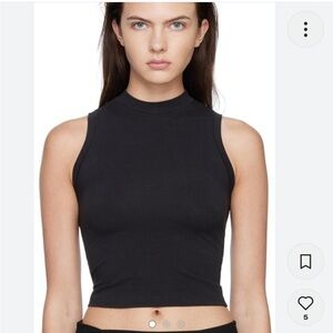 Skims Cotton Jersey Mock Neck Tank